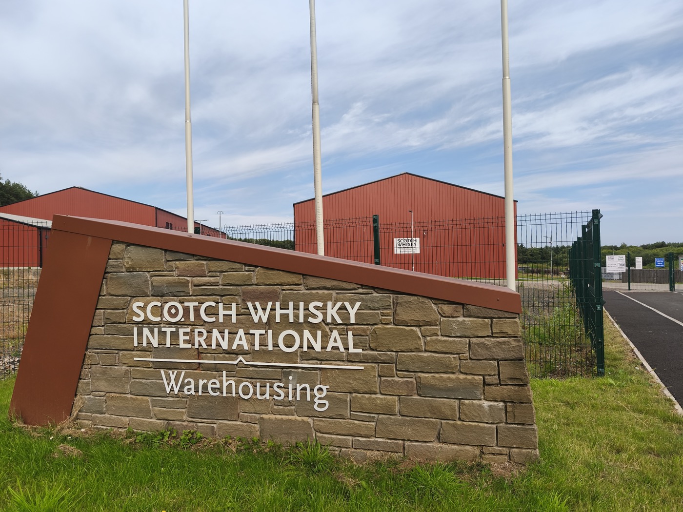 Whisky casks on the grounds of the Glenrothes warehouse facility