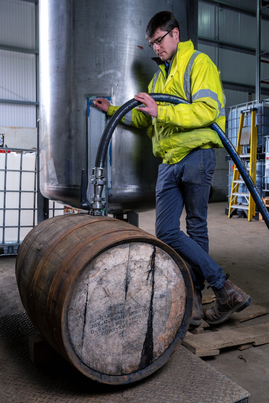 Demineralised water and spirit handling at the Glenrothes facility, tank and cask